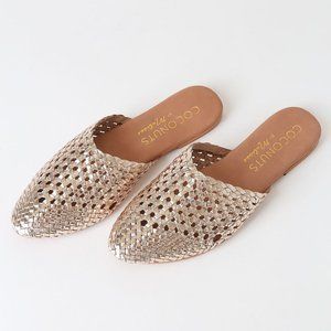 Coconuts by Matisse Woven Gold Leather Mule Sz. 9